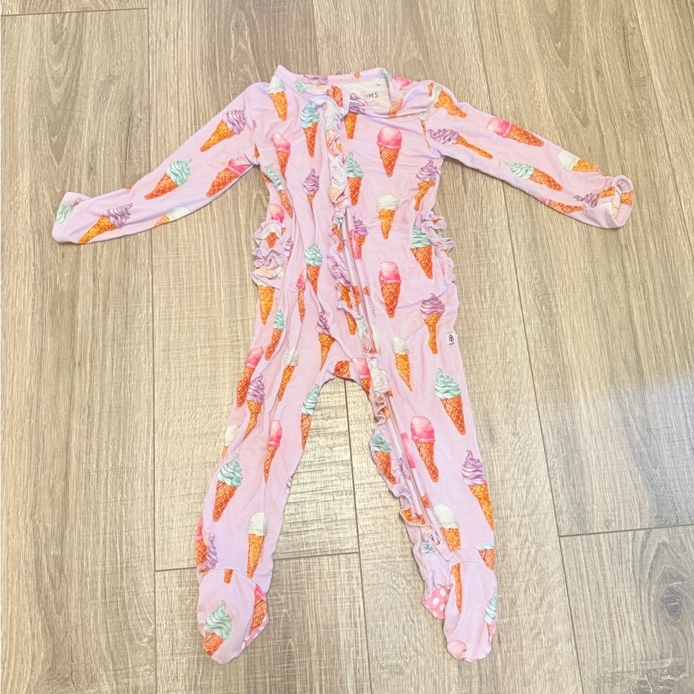 Little Bum Bum Baby Girl Ice Cream Ruffle Pajamas Size 18-24m